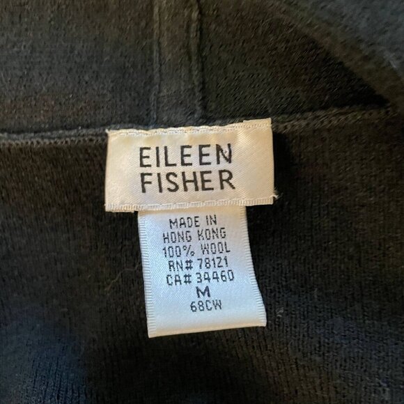 Eileen Fisher Women Wool Knit Cardigan Sweater Open Front Side Slit GREEN Medium - Picture 4 of 10